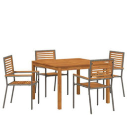 Berkfield Garden Dining Set 5 Pcs Grey Poly Rattan - thumbnail 2