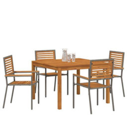 Berkfield Garden Dining Set 5 Pcs Grey Poly Rattan - thumbnail 3