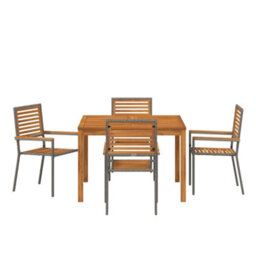 Berkfield Garden Dining Set 5 Pcs Grey Poly Rattan - thumbnail 7