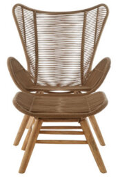 Orsina Latte Rope Lounge Chair And Footstool, High-Back Space-Saver Couch Chair, Space Saving Design Footrest - thumbnail 4