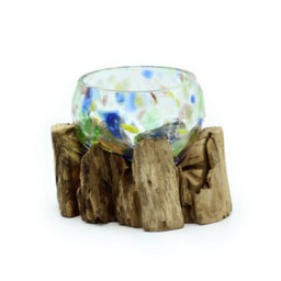 Molten Coloured Glass On Wood - Small Bowl - thumbnail 1