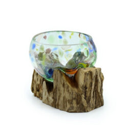 Molten Coloured Glass On Wood - Small Bowl - thumbnail 2