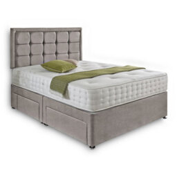 Dining Tables Dallas Matching Headboard Divan Set, 2 Drawer On Same Side With Sprung 1500 Comfort Mattress - Chenille Grey - Double - thumbnail 4