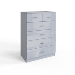 Fwstyle 6 Drawer Chest Of Drawers Grey Gloss 4+2 Bedroom Furniture - thumbnail 4