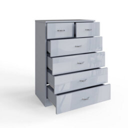 Fwstyle 6 Drawer Chest Of Drawers Grey Gloss 4+2 Bedroom Furniture - thumbnail 5