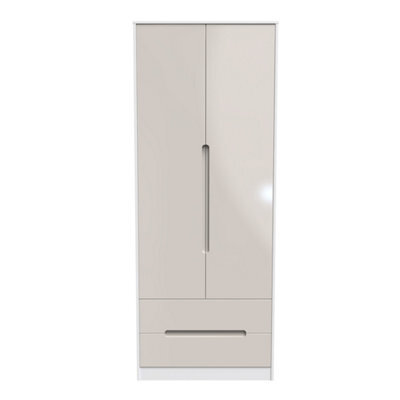 Turin 2 Door 2 Drawer Wardrobe In Kashmir Gloss & White (Ready Assembled) - image 1