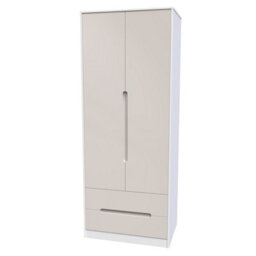 Turin 2 Door 2 Drawer Wardrobe In Kashmir Gloss & White (Ready Assembled) - thumbnail 3