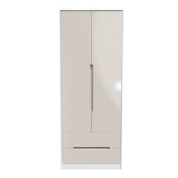 Turin 2 Door 2 Drawer Wardrobe In Kashmir Gloss & White (Ready Assembled) - thumbnail 1