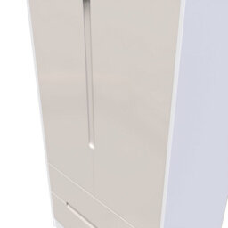 Turin 2 Door 2 Drawer Wardrobe In Kashmir Gloss & White (Ready Assembled) - thumbnail 4