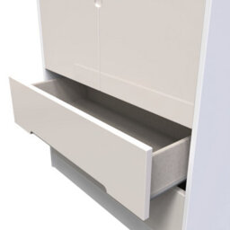 Turin 2 Door 2 Drawer Wardrobe In Kashmir Gloss & White (Ready Assembled) - thumbnail 6