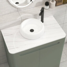 Royal Bathrooms Venice 800mm Sage Green Freestanding Bathroom Countertop Vanity Unit 2 Door With Milan Basin - thumbnail 6