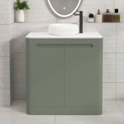 Royal Bathrooms Venice 800mm Sage Green Freestanding Bathroom Countertop Vanity Unit 2 Door With Milan Basin - thumbnail 1