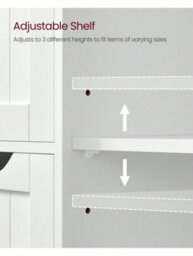 Songmics Vasagle Bathroom Floor Storage Cabinet, Bathroom Storage Unit With 4 Drawers, Bathroom Cabinet Freestanding, With 1 Door - thumbnail 5