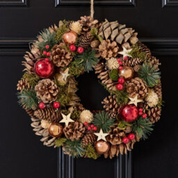 Dibor 36Cm Baubles And Stars Front Door Christmas Wreath With Deer Wreath Hanger - thumbnail 2