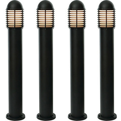 4 Pack Outdoor Ip44 Bollard Light Matt Black 1000mm Lamp Post Garden Driveway - image 1