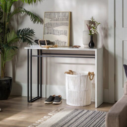 Urbn-Living Urbnliving 77Cm Height Contemporary Waterfall Faux White Marble Table - thumbnail 2