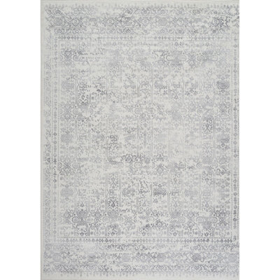 Livabliss Roma-Vintage Grey Cream Ivory Traditional Boho Living Dining Bedroom Rug 140 X 200 Cm Easy Care, Non Shedding - image 1