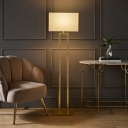 Valuelights Gloria Gold Double Stem Metal Floor Lamp With Rectangular Lamp Shade - thumbnail 2