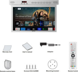 Sylvox 15.6 In Smart Under Cabinet Tv Kitchen Tv 360 Degree Rotation 90 Degree Folding Built In Timer Silver - thumbnail 7