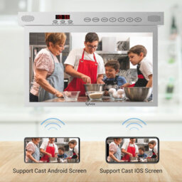 Sylvox 15.6 In Smart Under Cabinet Tv Kitchen Tv 360 Degree Rotation 90 Degree Folding Built In Timer Silver - thumbnail 4
