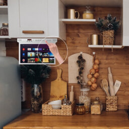 Sylvox 15.6 In Smart Under Cabinet Tv Kitchen Tv 360 Degree Rotation 90 Degree Folding Built In Timer Silver - thumbnail 5