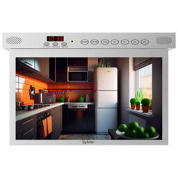 Sylvox 15.6 In Smart Under Cabinet Tv Kitchen Tv 360 Degree Rotation 90 Degree Folding Built In Timer Silver