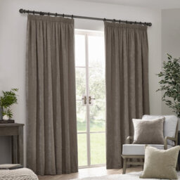 Yard Heavy Chenille Velvet Room Darkening Pencil Pleat Curtain Pair Greige (W)168Cm X (D)183Cm - thumbnail 2