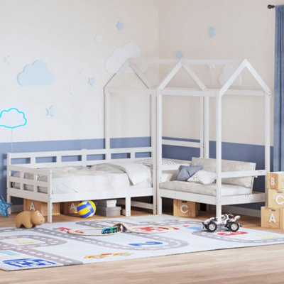 Berkfield Day Bed And Bench Set With Roof Without Mattress White 80X200 Cm - image 1