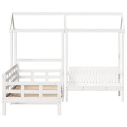 Berkfield Day Bed And Bench Set With Roof Without Mattress White 80X200 Cm - thumbnail 4