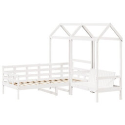 Berkfield Day Bed And Bench Set With Roof Without Mattress White 80X200 Cm - thumbnail 3