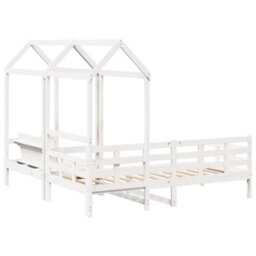Berkfield Day Bed And Bench Set With Roof Without Mattress White 80X200 Cm - thumbnail 9