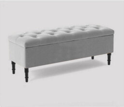 150Cm Swiss Chesterfield Ottoman Storage Bench- Plush Velvet Shoe Bench - Silver Upholstery Footstool With Storage - thumbnail 3