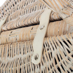 Red Hamper Eh066N Blue Lining White Wash Finish Oval Wicker Picnic Basket - thumbnail 4