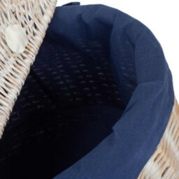 Red Hamper Eh066N Blue Lining White Wash Finish Oval Wicker Picnic Basket - thumbnail 6