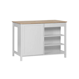 Sweeek - 3 In 1 Kitchen Island, Storage, Work Surface, Dining Table, 5 Shelves, 1 Door, 1 Drawer, W 120 X D 75 X H 90Cm - thumbnail 2