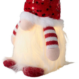 Living And Home 3 Pack Battery Powered Christmas Gnome Tabletop Warm Light Sequin Hat Home Decorations - thumbnail 8
