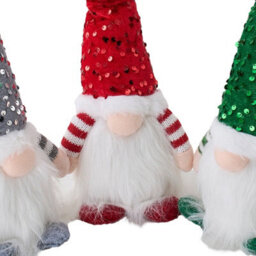 Living And Home 3 Pack Battery Powered Christmas Gnome Tabletop Warm Light Sequin Hat Home Decorations - thumbnail 7