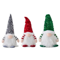 Living And Home 3 Pack Battery Powered Christmas Gnome Tabletop Warm Light Sequin Hat Home Decorations - thumbnail 4