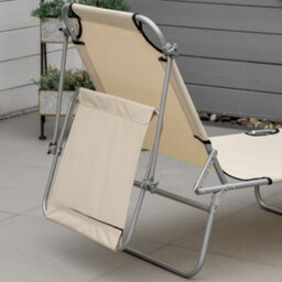 Outsunny Folding Chair Sun Lounger W/ Sunshade Garden Recliner Hammock Beige - thumbnail 8