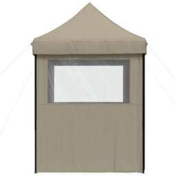Walplus Foldable Party Tent Garden Gazebo Canopy Pop-Up With 4 Sidewalls Taupe - thumbnail 4