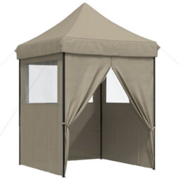 Walplus Foldable Party Tent Garden Gazebo Canopy Pop-Up With 4 Sidewalls Taupe - thumbnail 7