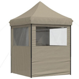 Walplus Foldable Party Tent Garden Gazebo Canopy Pop-Up With 4 Sidewalls Taupe - thumbnail 5