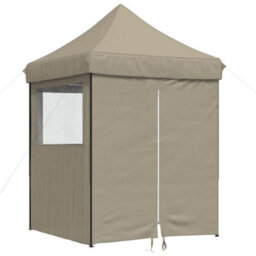 Walplus Foldable Party Tent Garden Gazebo Canopy Pop-Up With 4 Sidewalls Taupe - thumbnail 2