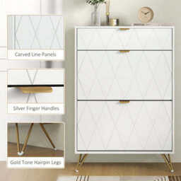 Wyld Haus Molari Doha Narrow White Shoe Cabinet With 2 Flip Drawers And Top Drawer, 76 X 24 X 117 Cm - thumbnail 7