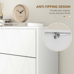 Wyld Haus Molari Doha Narrow White Shoe Cabinet With 2 Flip Drawers And Top Drawer, 76 X 24 X 117 Cm - thumbnail 8