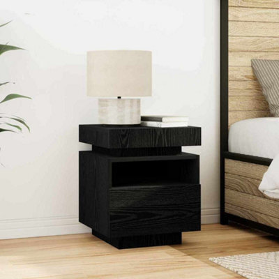 Berkfield Bedside Cabinet With Led Lights Black Oak 40X39X48,5 Cm - image 1