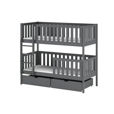 Arte Michalina Graphite Wooden Bunk Bed With Storage 90 X 190Cm - Foam Bonnell Mattresses Included - image 1