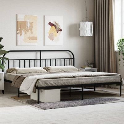 Berkfield Metal Bed Frame With Headboard Black 193X203 Cm - image 1