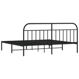 Berkfield Metal Bed Frame With Headboard Black 193X203 Cm - thumbnail 8