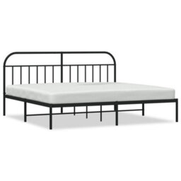 Berkfield Metal Bed Frame With Headboard Black 193X203 Cm - thumbnail 2